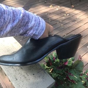 Durango Black Leather Cowboy Boot Mules